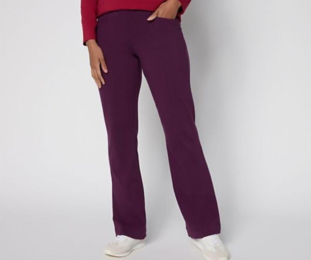 Denim & Co Size 2X Deep Wine Duo Stretch Lightly Boot Cut Pant A673265 NWOT